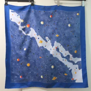 Hermes La Voie Lactee 90cm Scarf Blue Milky Way Print Silk Twill