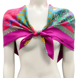 Hermes Magenta / Fuchsia Multi Etendards et Bannieres Print Square Silk Twill Scarf