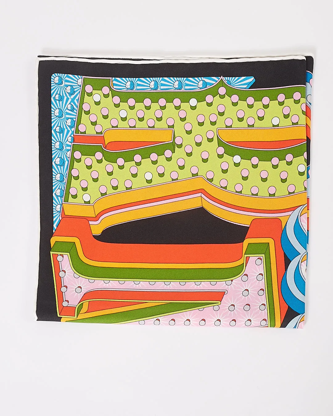 Hermes Multi Color Print Silk Square Neck Scarf