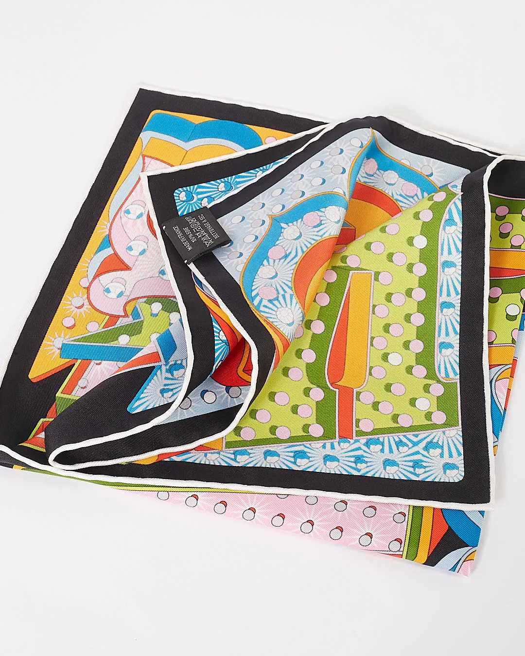 Hermes Multi Color Print Silk Square Neck Scarf