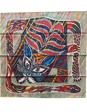 Hermes NEW Le Chat Carre 90cm Silk Scarf