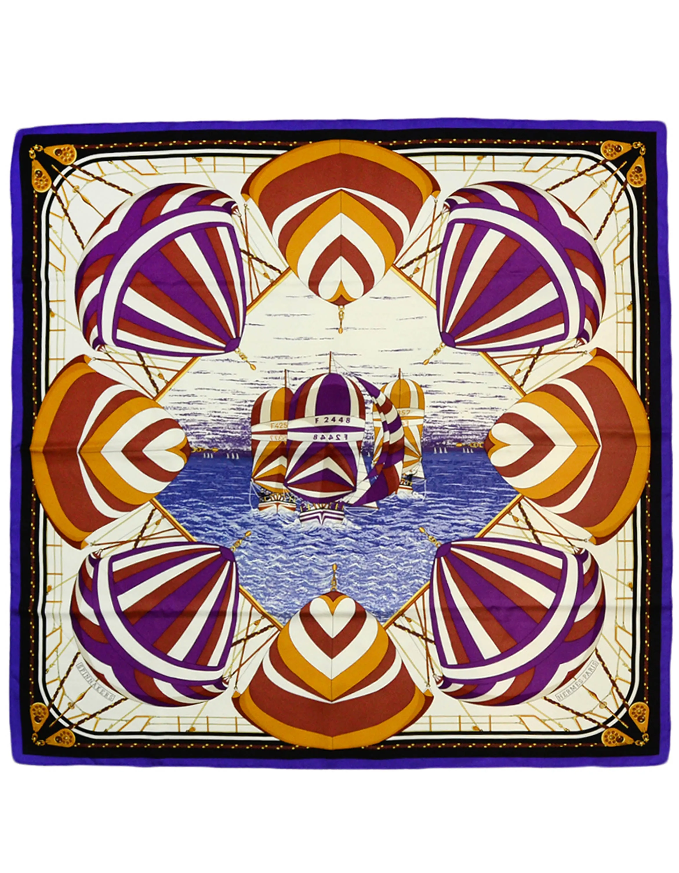 Hermes Purple/Multi Carre Spinnakers 90cm Silk Scarf