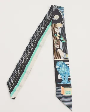 Hermès Black/ Multi Print Silk Twilly