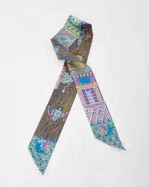 Hermès Blue & Purple Multi Super Silk Quest Twilly
