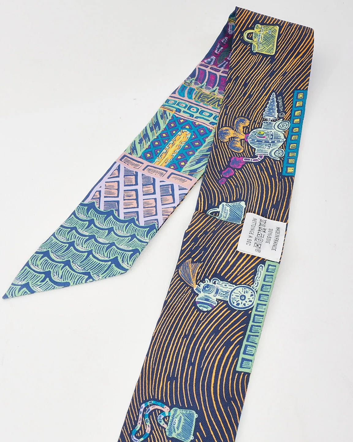 Hermès Blue & Purple Multi Super Silk Quest Twilly