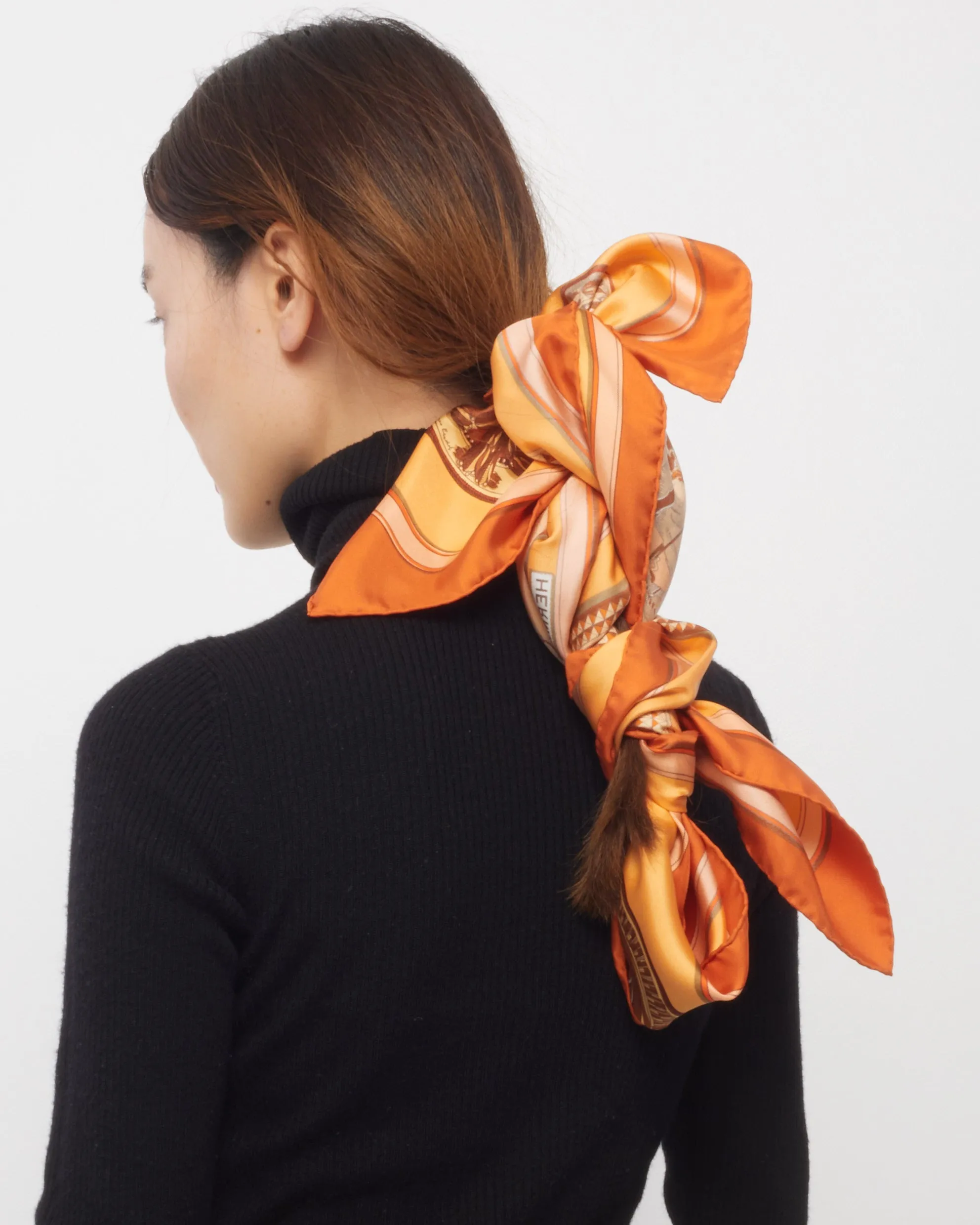 Hermès Orange "Grand Appart" Silk Scarf