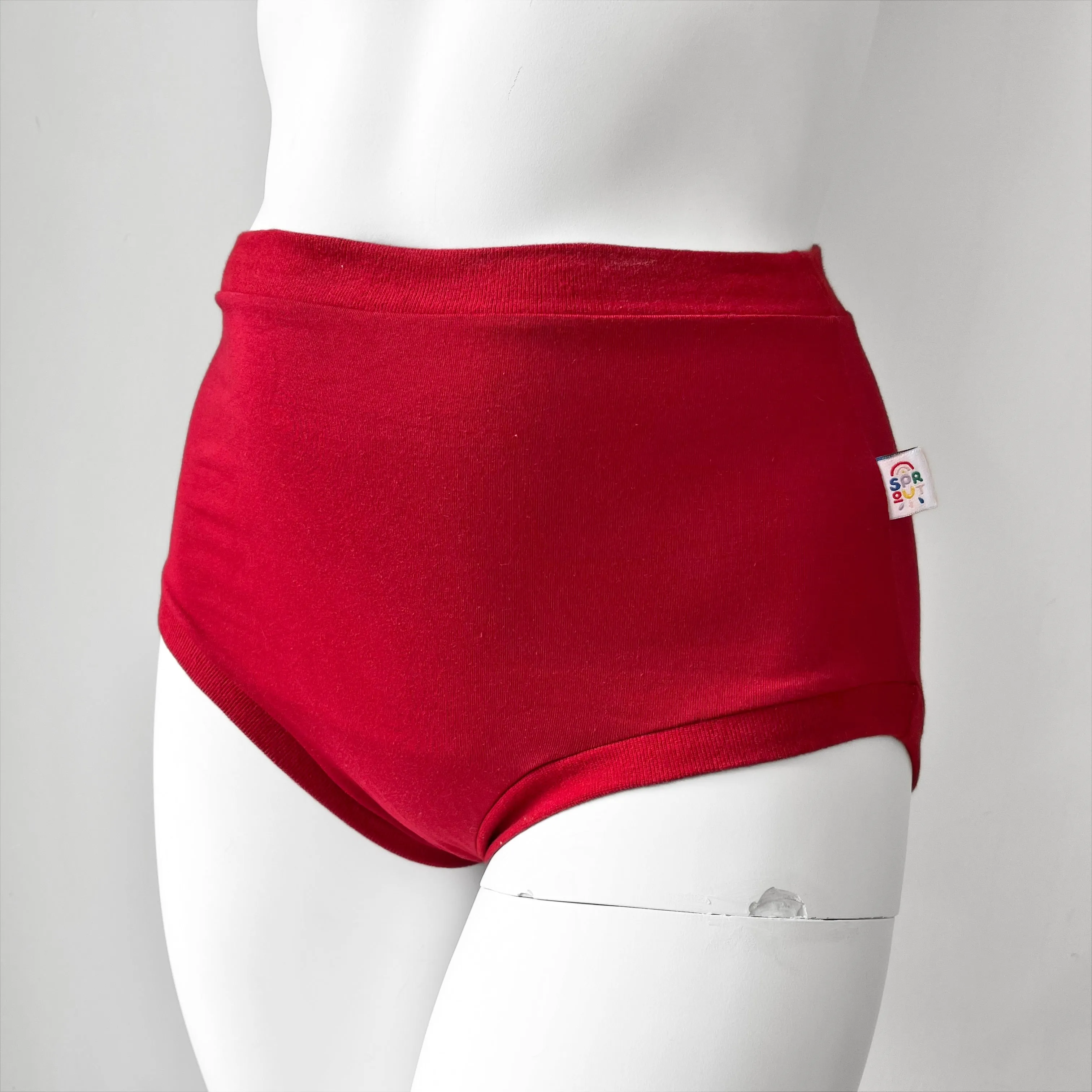 High Waisted Red Adult Pants | Women's Knickers | Organic Cotton Underwear