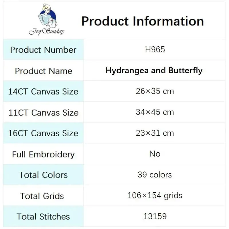Hydrangea with Butterfly - DIY Floral Pattern Printed Cross Stitch