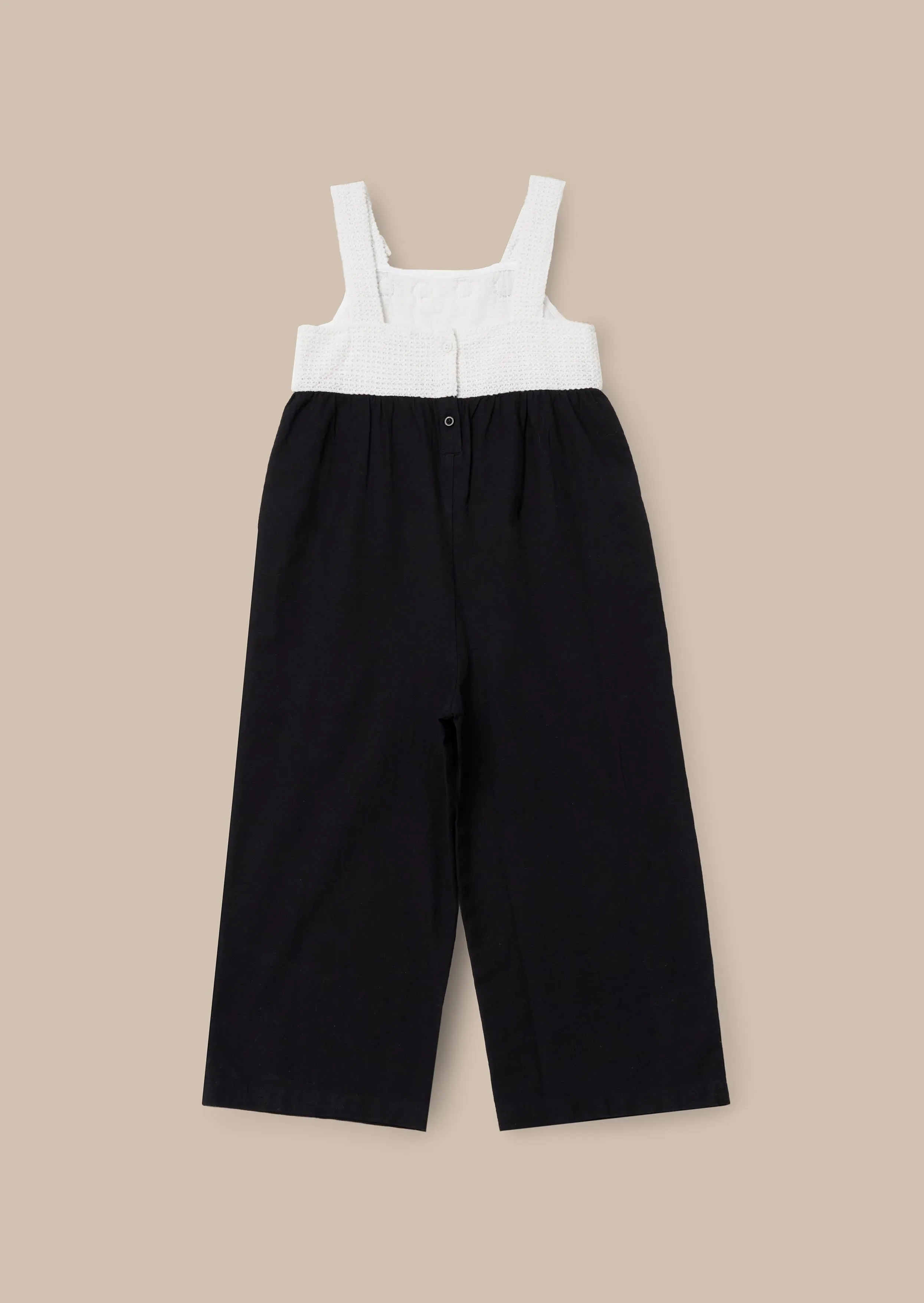 Illiana Black Crochet Linen Jumpsuit