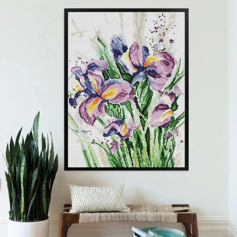 Iris Pattern Joy Sunday Floral Cross Stitch Kit
