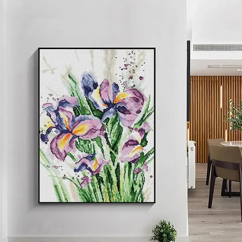 Iris Pattern Joy Sunday Floral Cross Stitch Kit