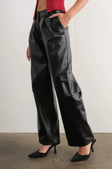It Girl Cargo Vegan Leather Pant