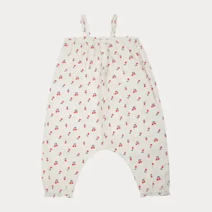 Ivory Printed Cherries Cotton Jumpsuit