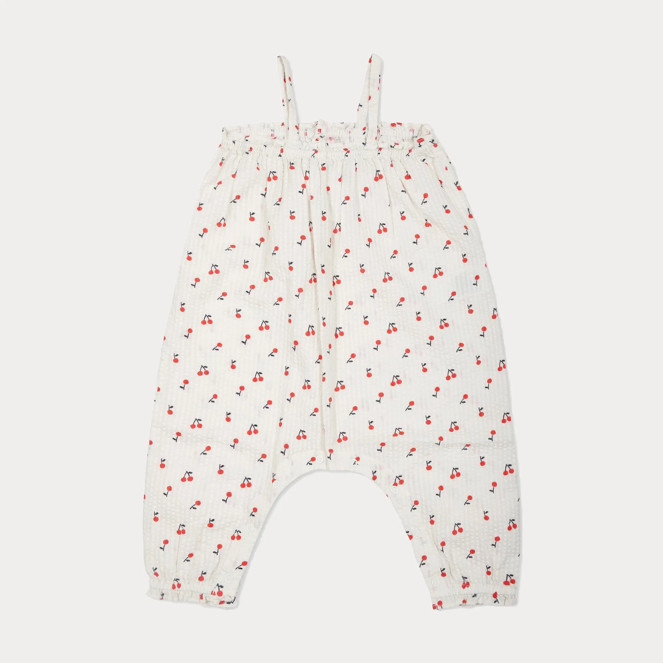 Ivory Printed Cherries Cotton Jumpsuit