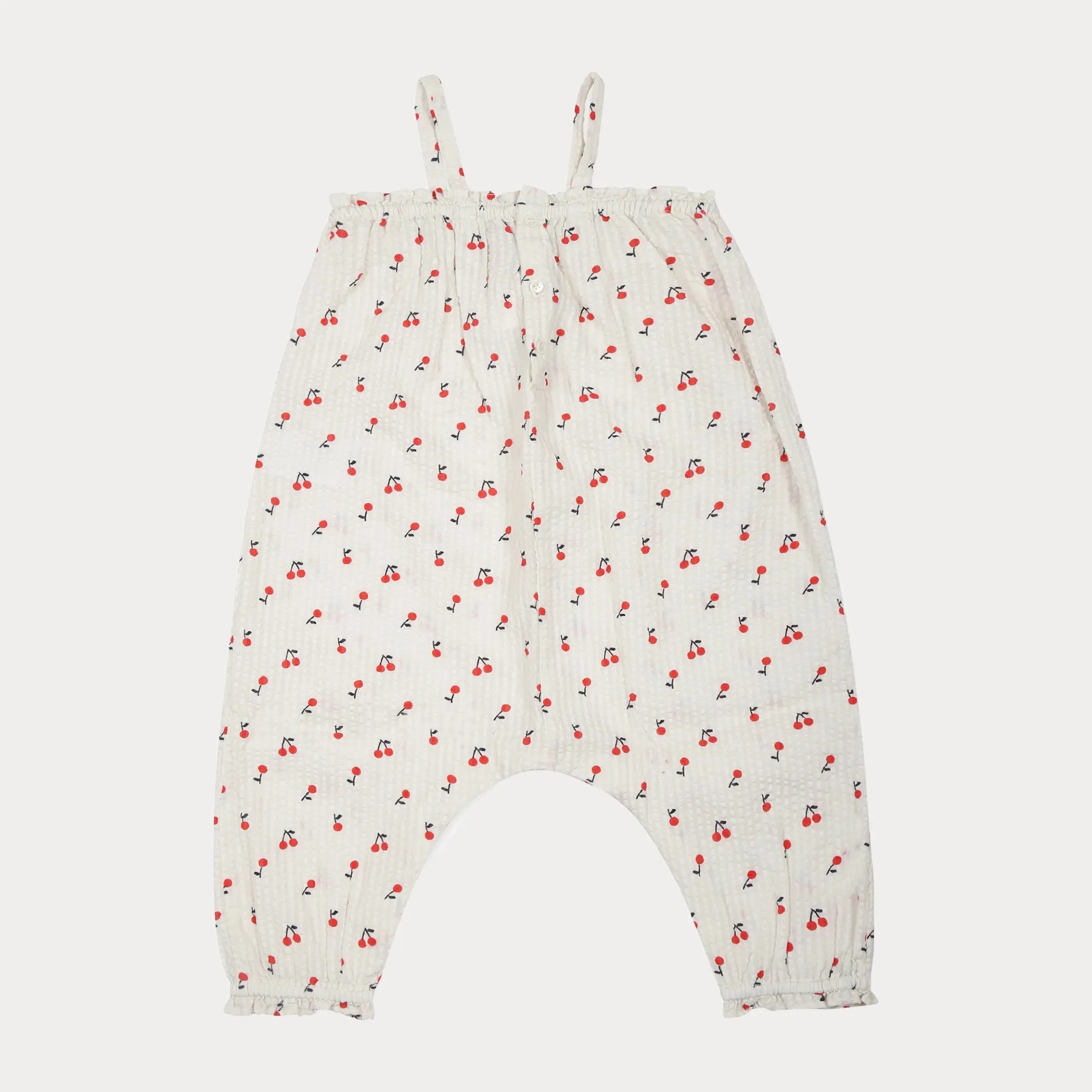 Ivory Printed Cherries Cotton Jumpsuit