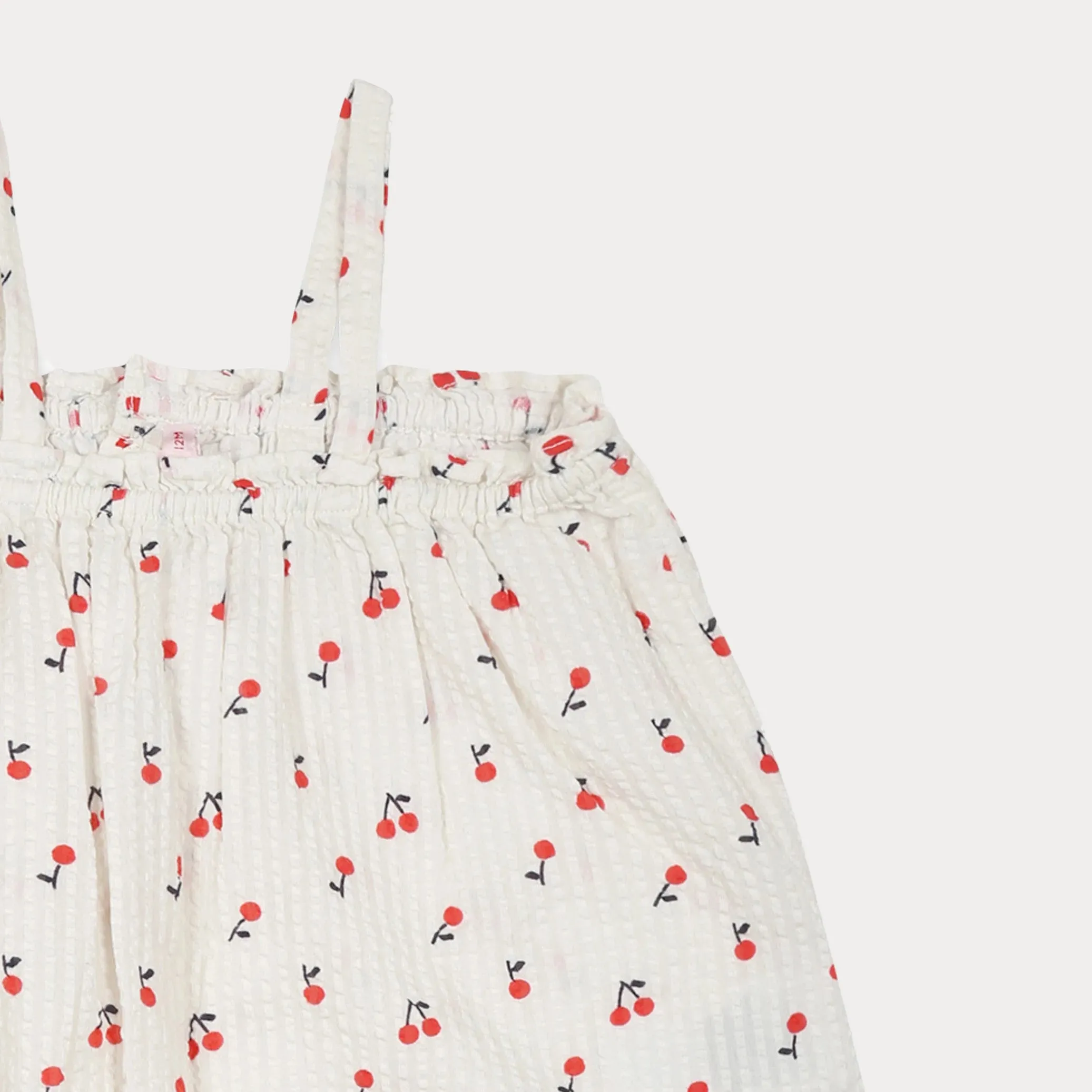 Ivory Printed Cherries Cotton Jumpsuit