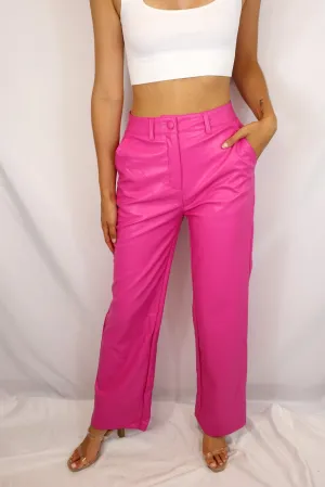 Izzy Vegan Leather Pants Pink