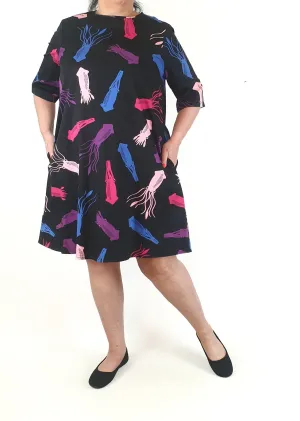 Jericho Road black squid print half sleeve dress size 18