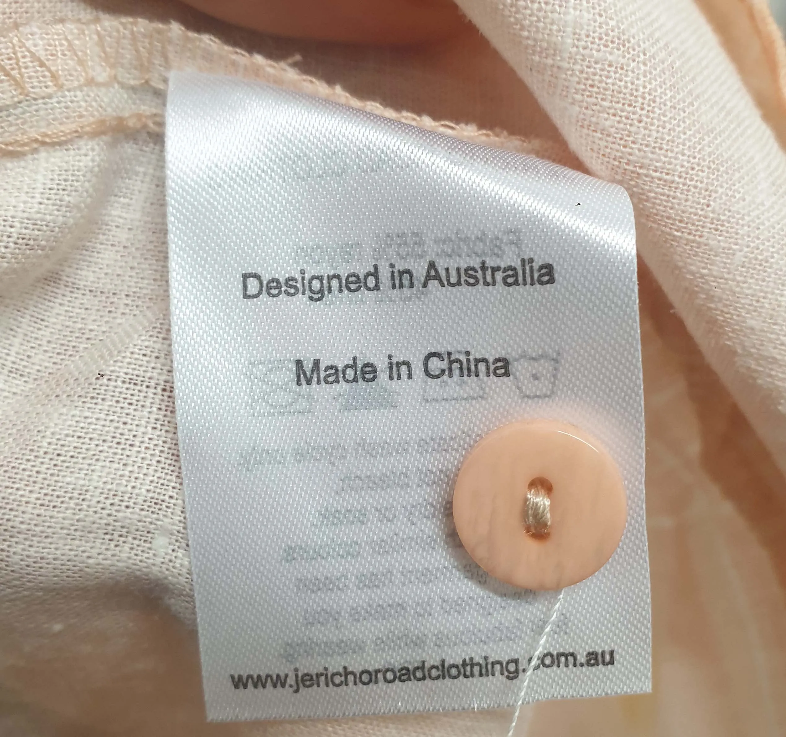 Jericho Road peach linen mix boxy dress with cute print size 20