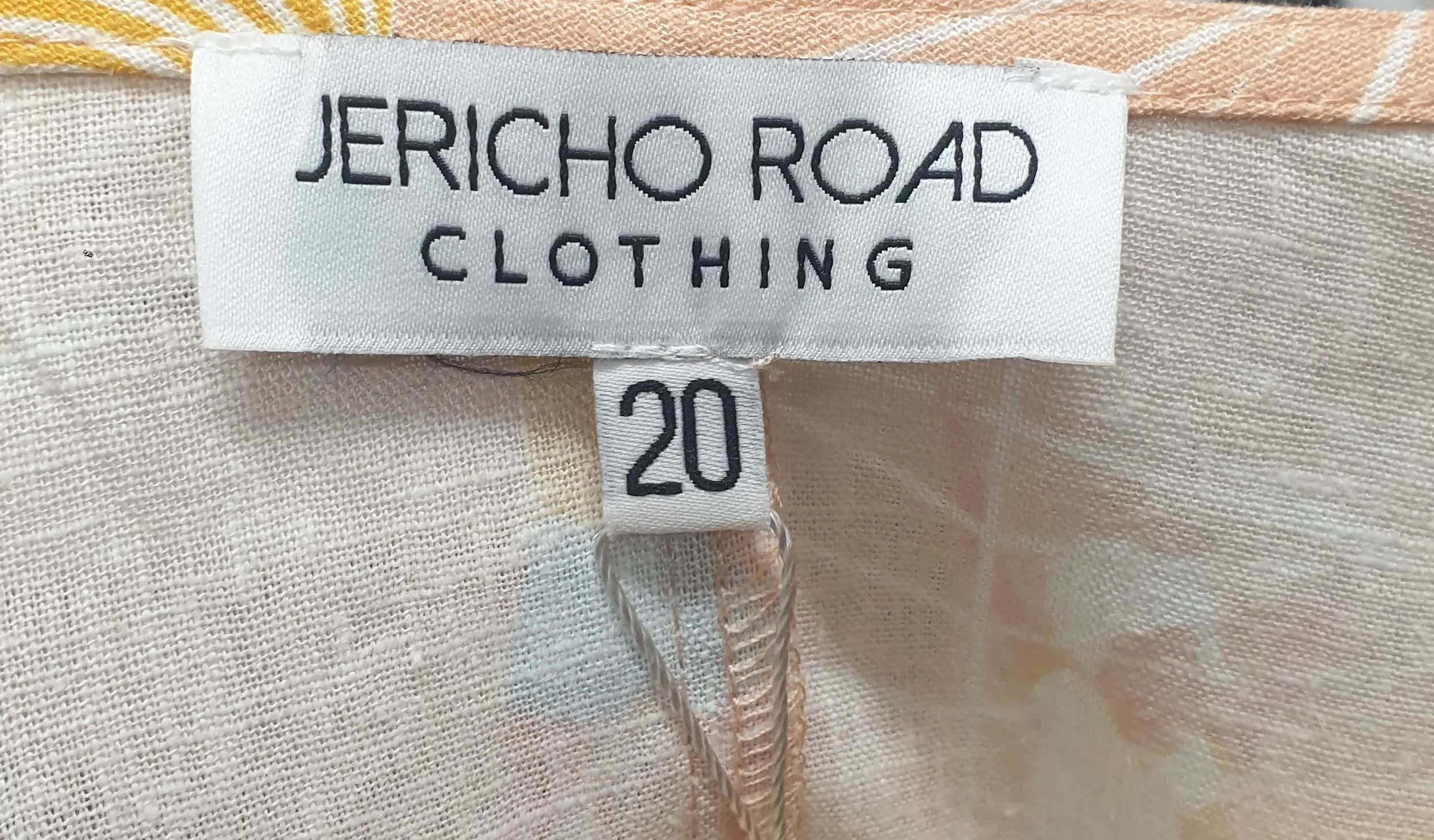 Jericho Road peach linen mix boxy dress with cute print size 20