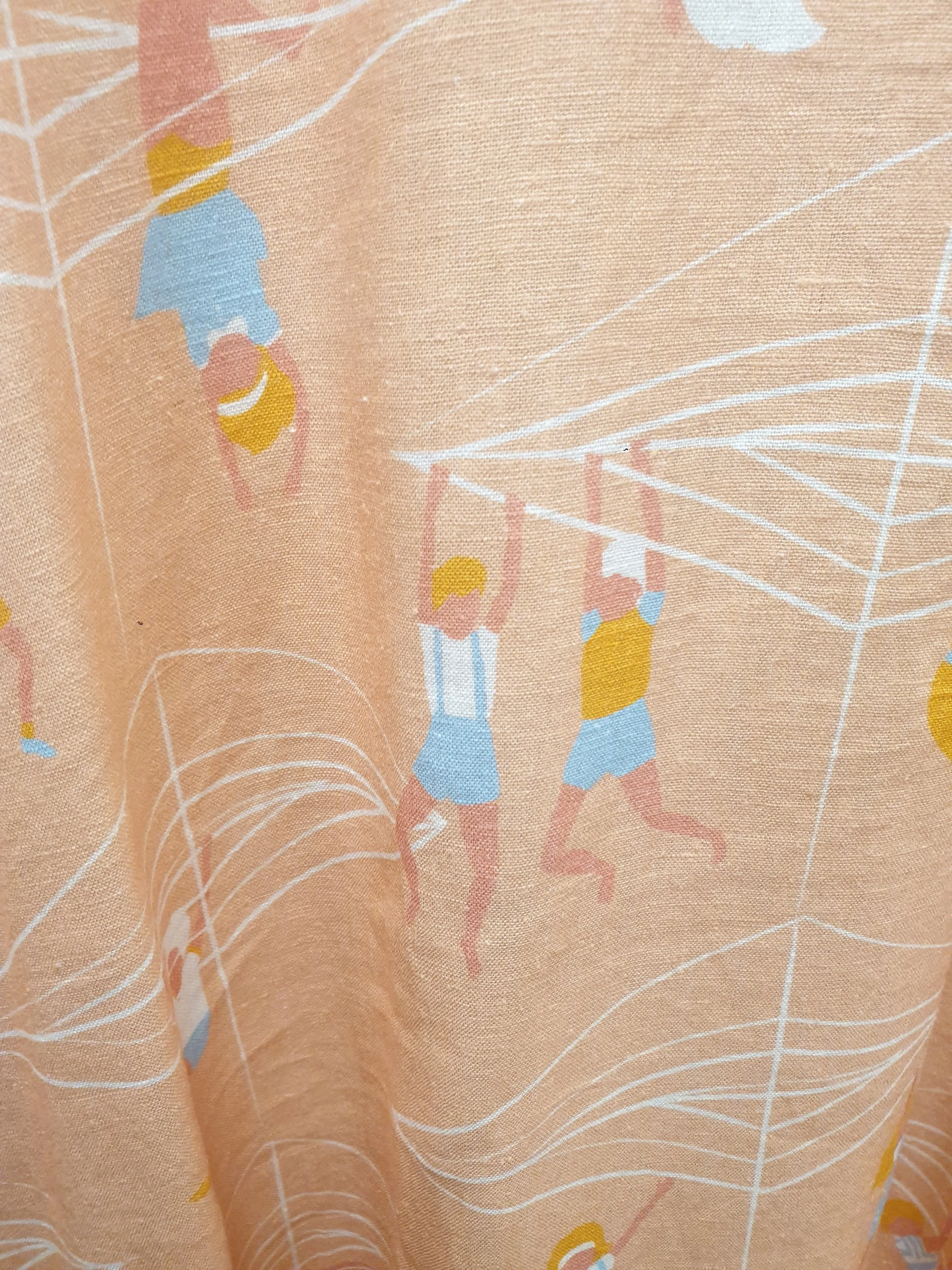 Jericho Road peach linen mix boxy dress with cute print size 20