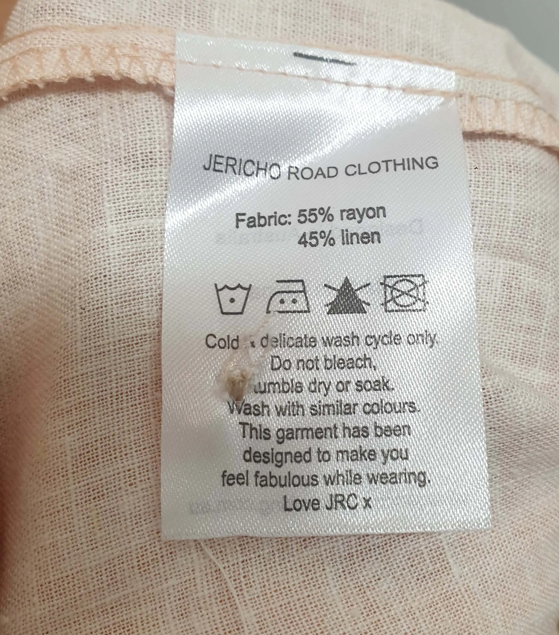 Jericho Road peach linen mix boxy dress with cute print size 20