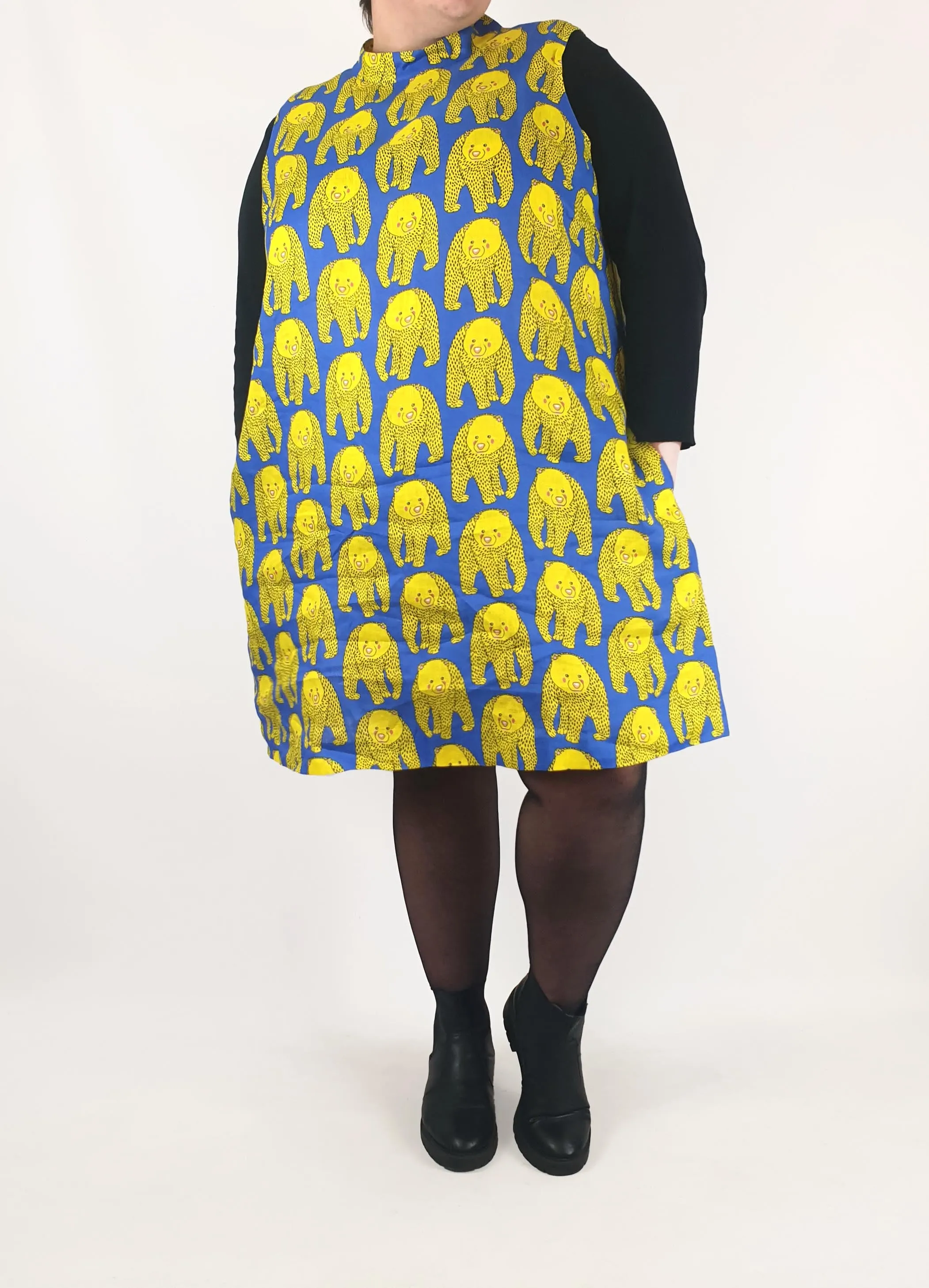 Jericho Road yellow happy bears 100% linen dress size 20