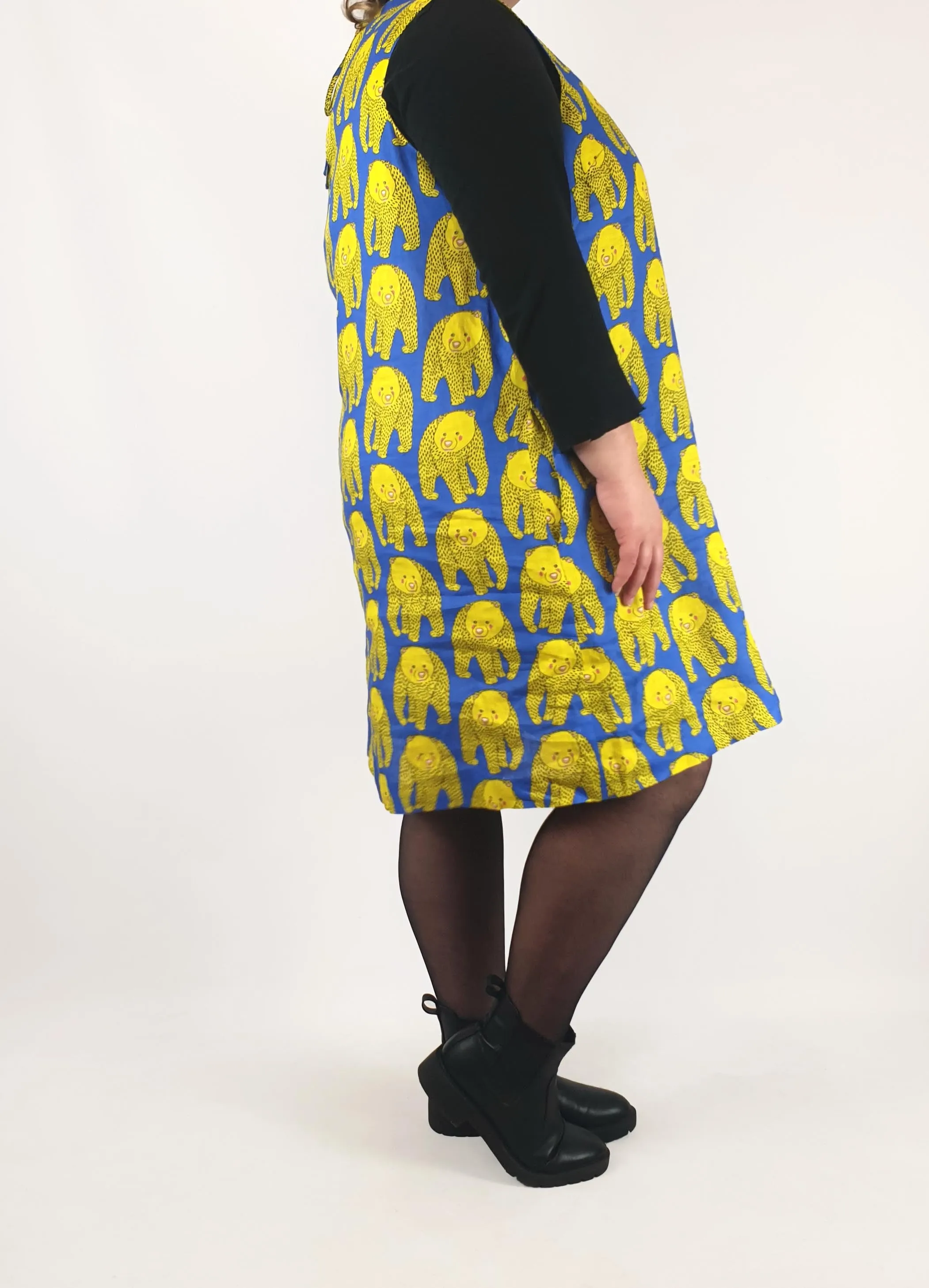 Jericho Road yellow happy bears 100% linen dress size 20