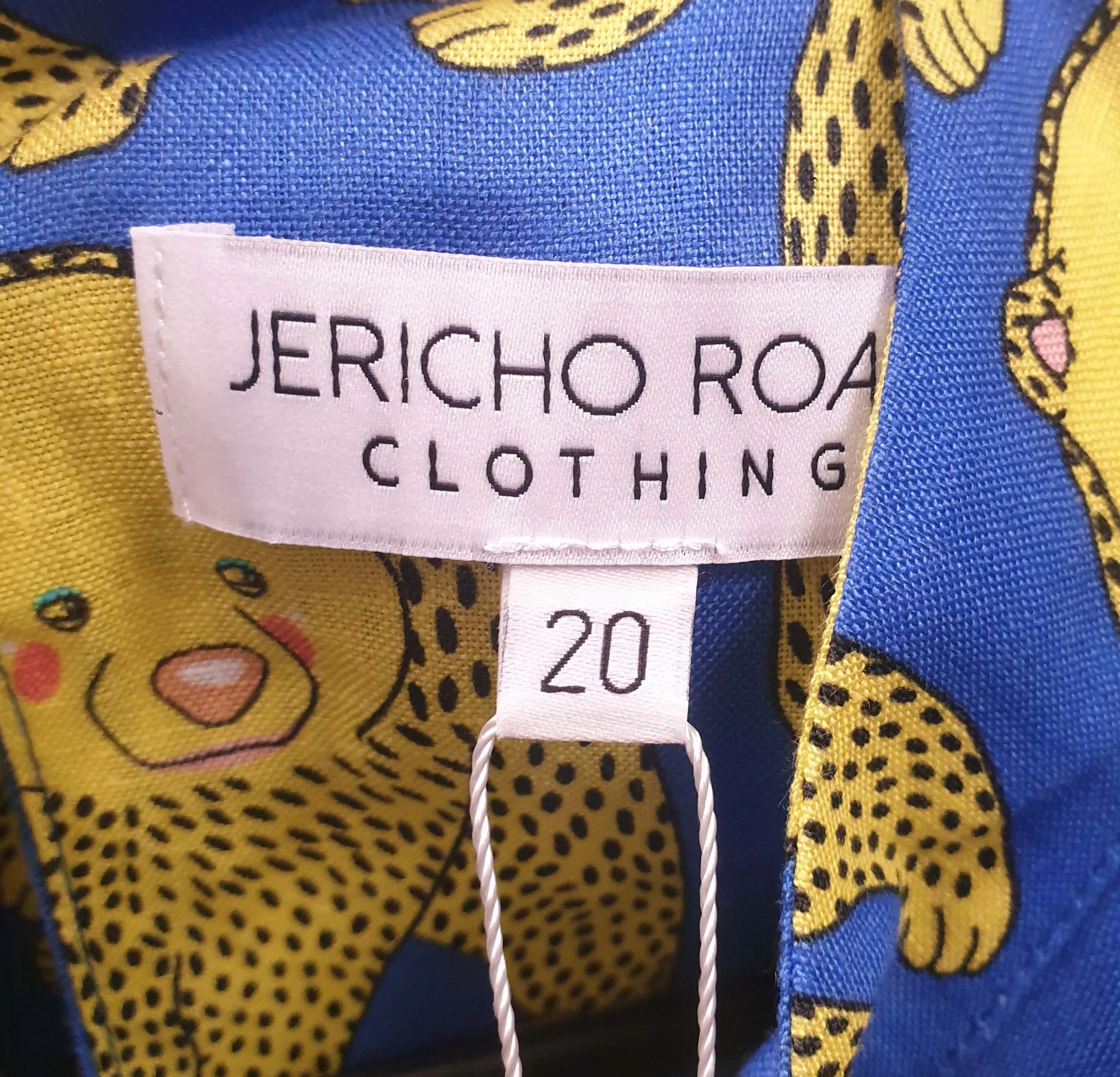 Jericho Road yellow happy bears 100% linen dress size 20