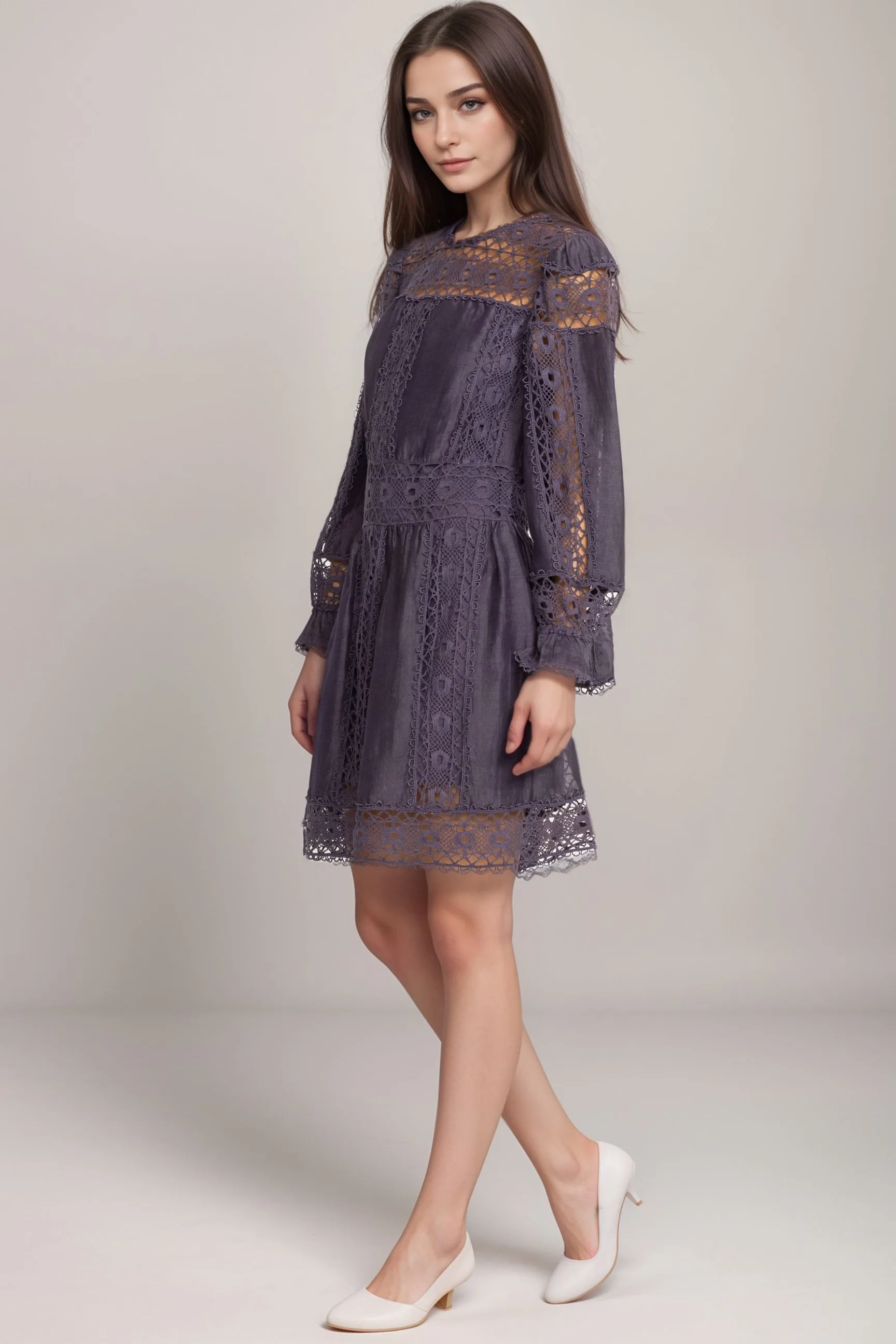 Johnny Was Jade Purple Mitska Lace Mini Dress L30224