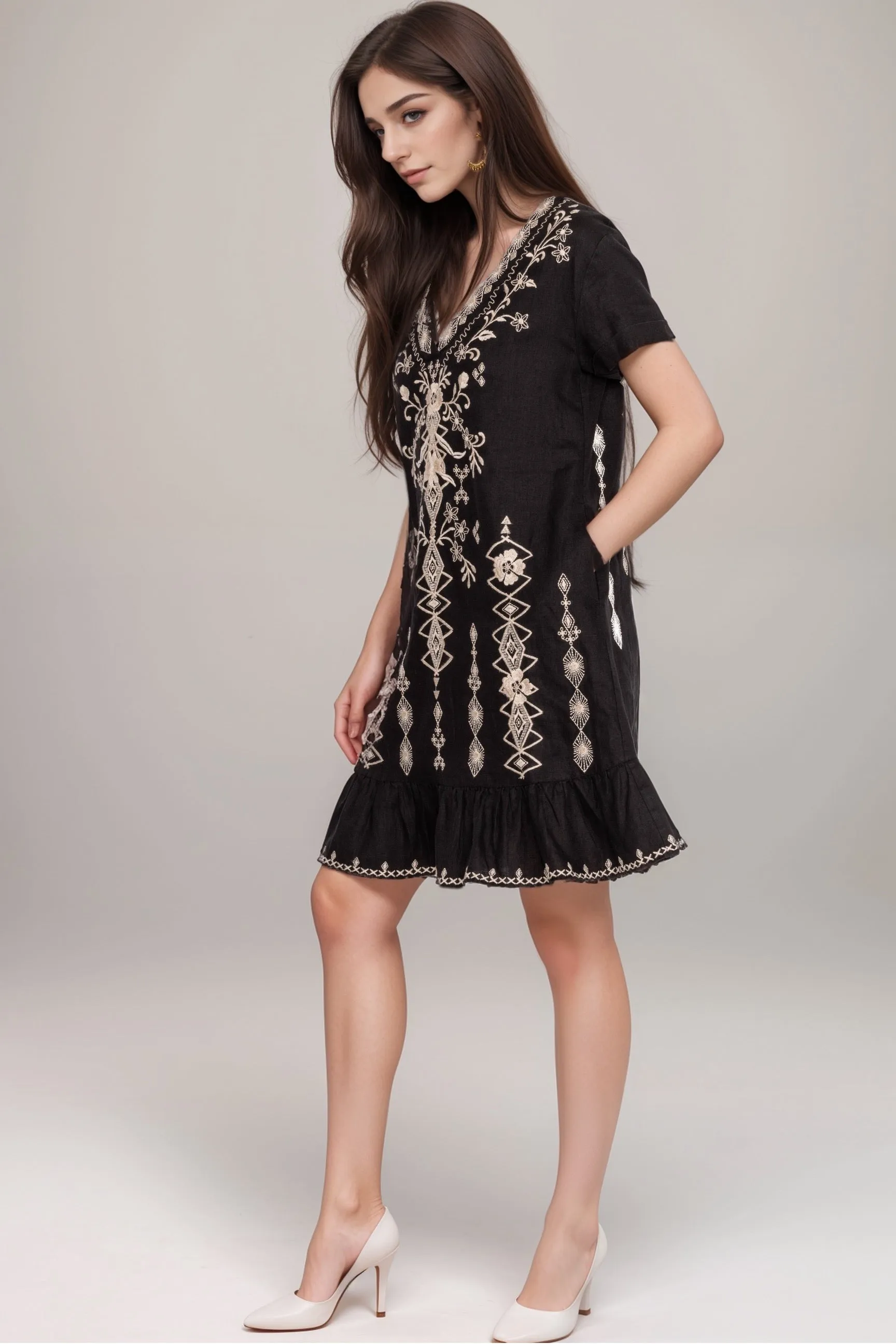 Johnny Was JWLA Taria Linen Shift Dress R36224 *