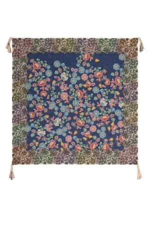 Johnny Was Peppermint Scarf Flowers Silk Square Large Floral Blue Scarves New