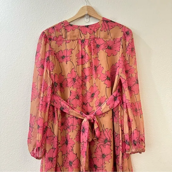 JOIE Womens Kaz Floral Silk Tie-Back Silk Midi Dress Size S Sandstorm