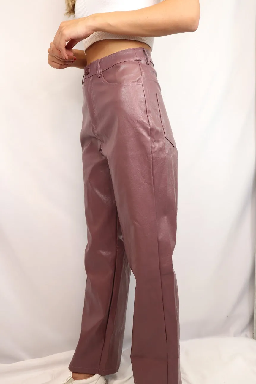 Jojo Vegan Leather Pants Lavender