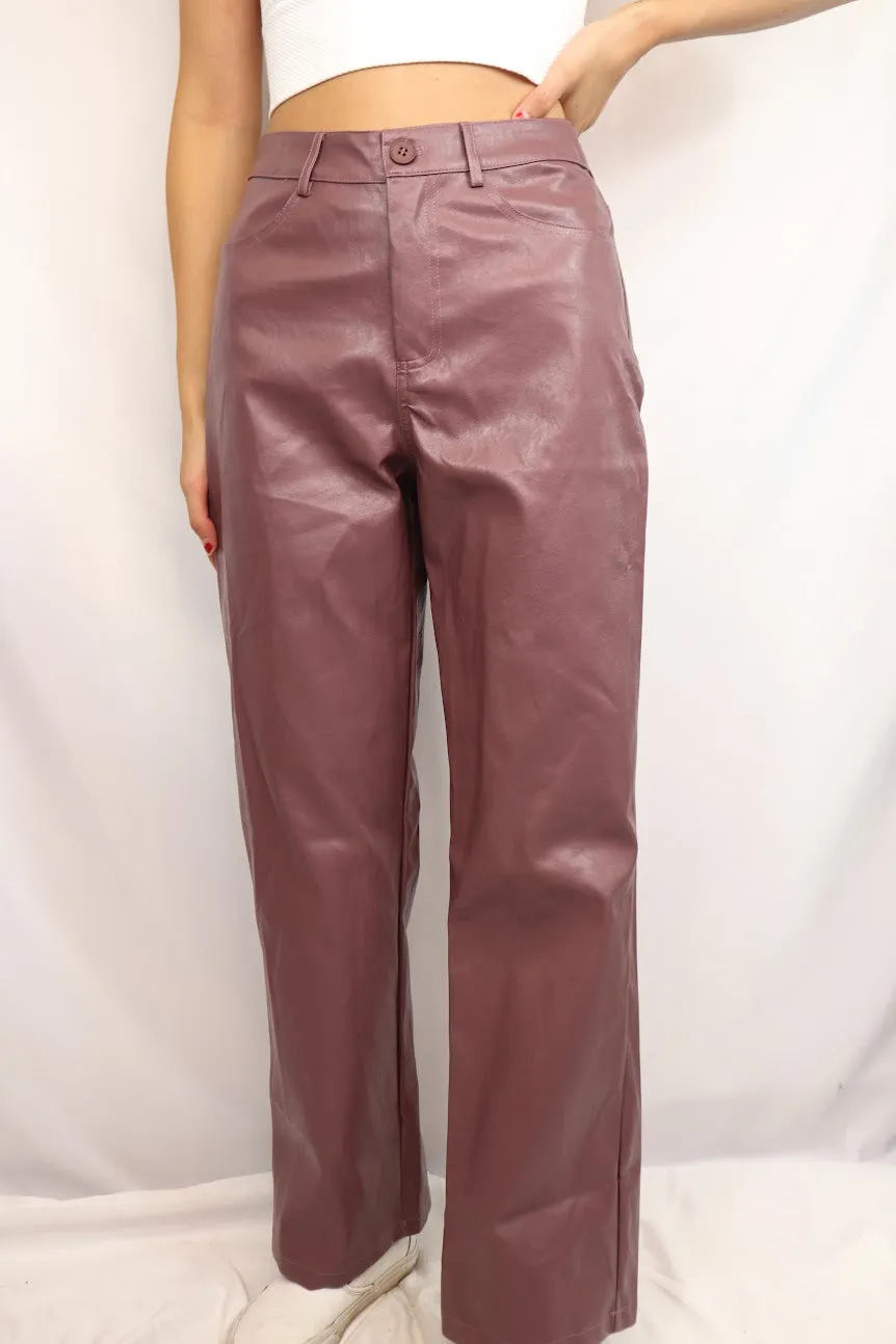 Jojo Vegan Leather Pants Lavender