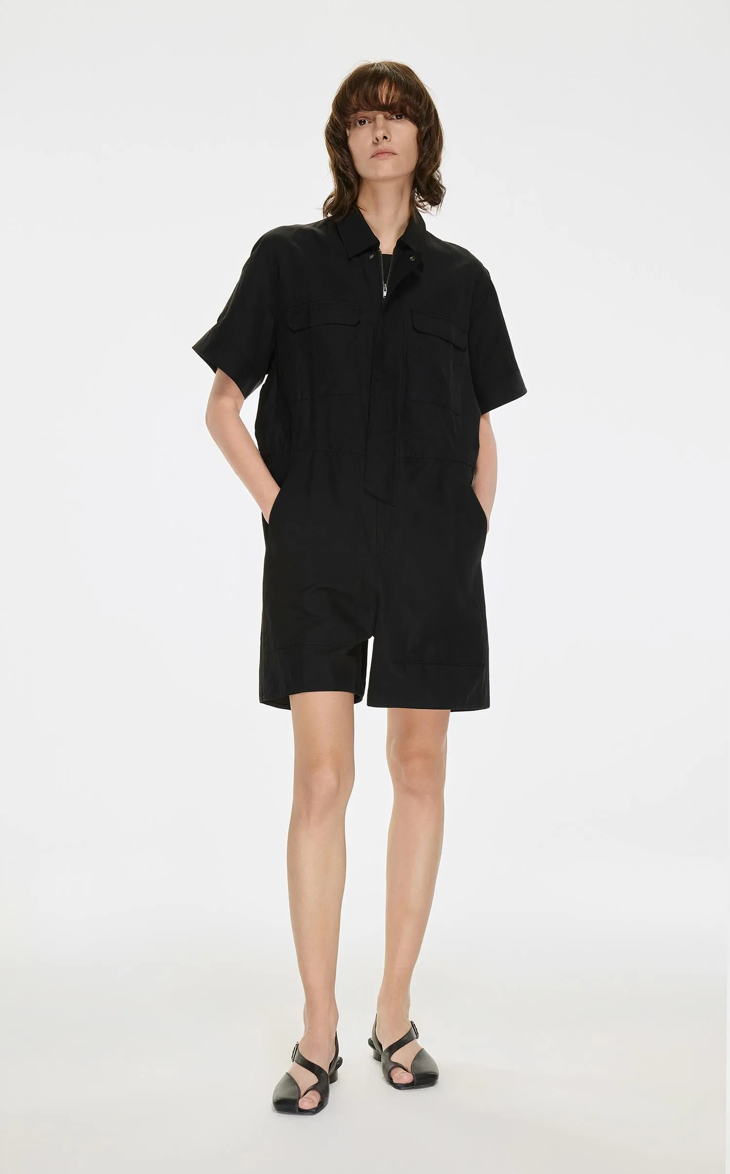 Jumpsuits / JNBY Solid Short Sleeve Jumpsuit