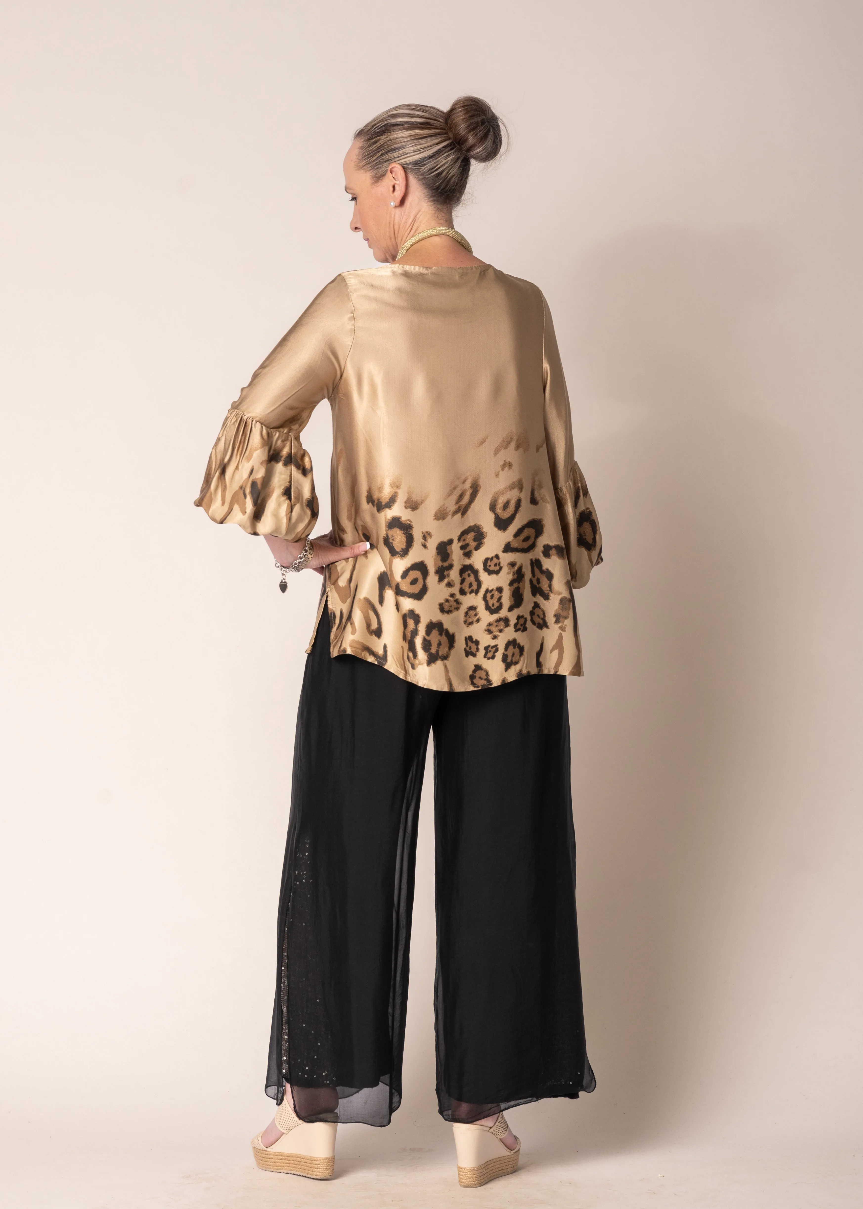 Karolina Silk Pants in Onyx