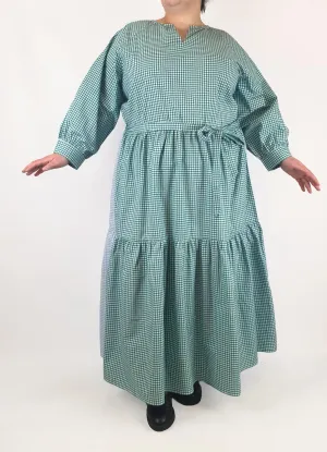 Kholo blue and green check print maxi dress size 24
