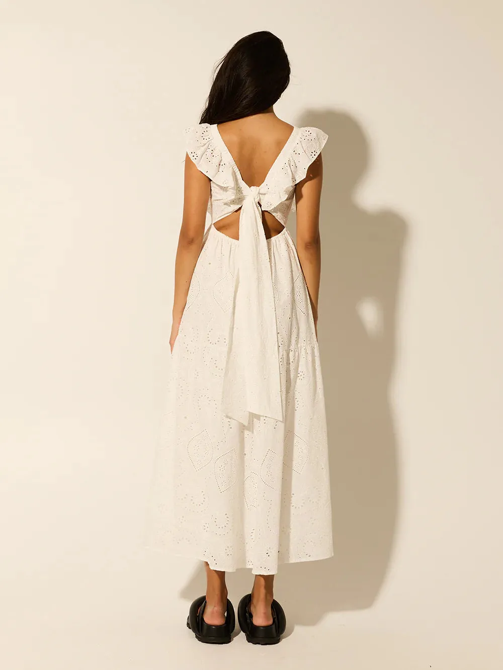 Kivari Clove Midi Dress White Broiderie