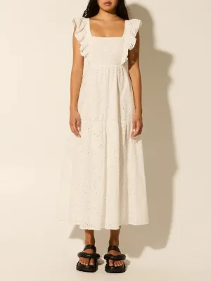 Kivari Clove Midi Dress White Broiderie