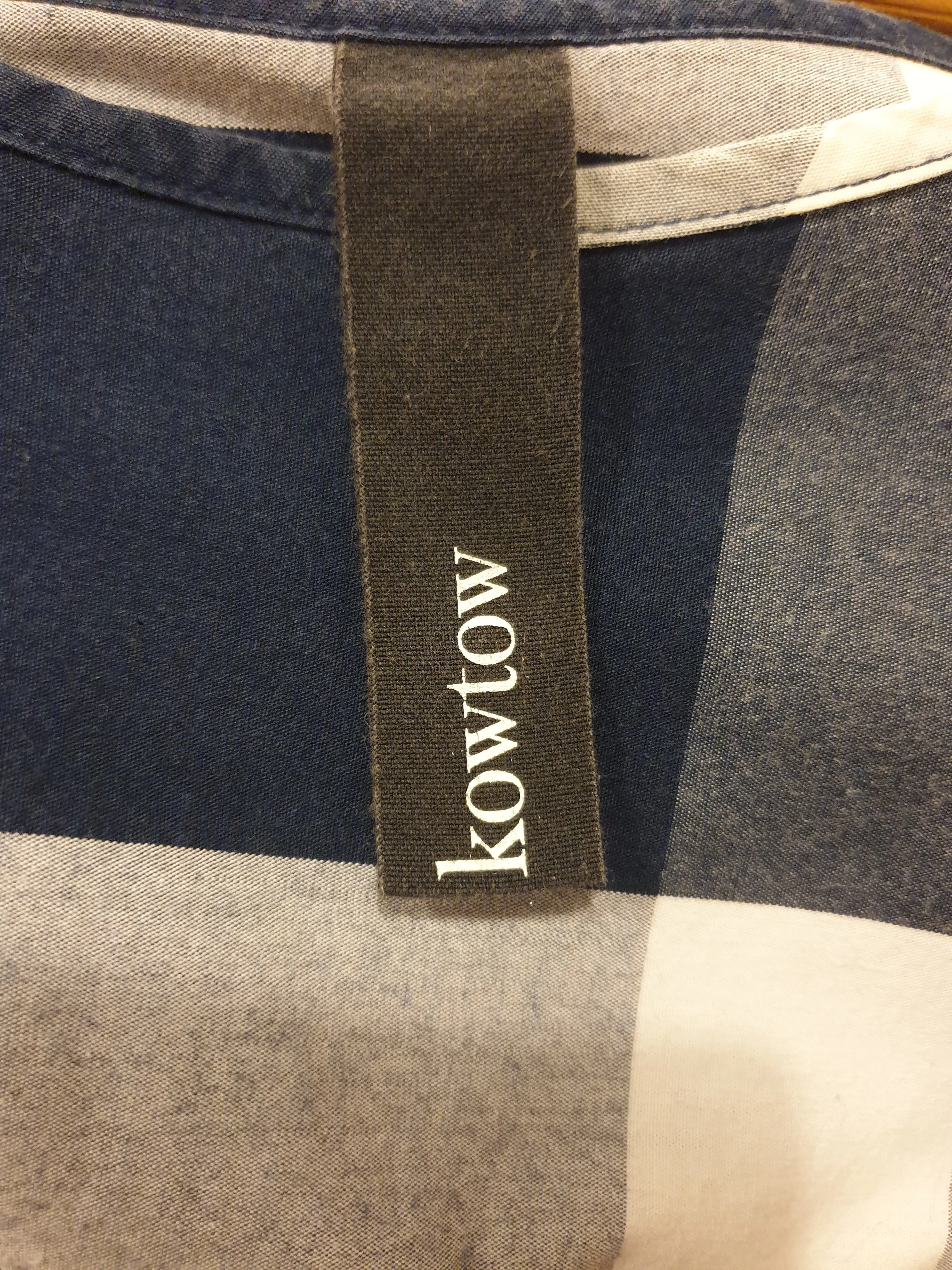 Kowtow blue and white check print dress size M