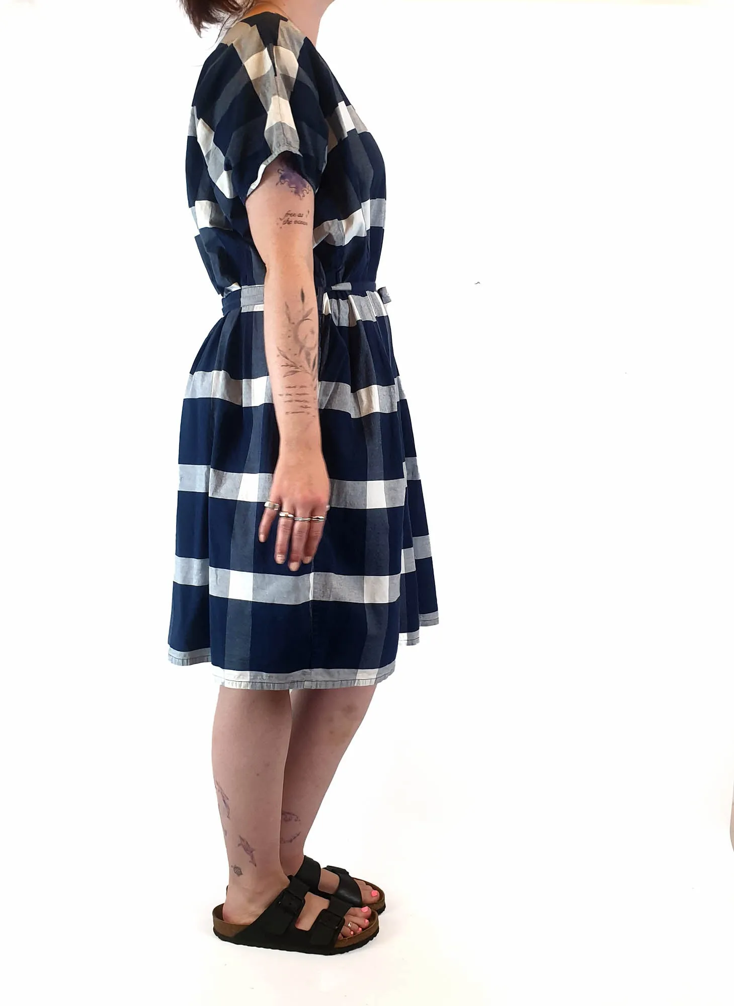 Kowtow blue and white check print dress size M