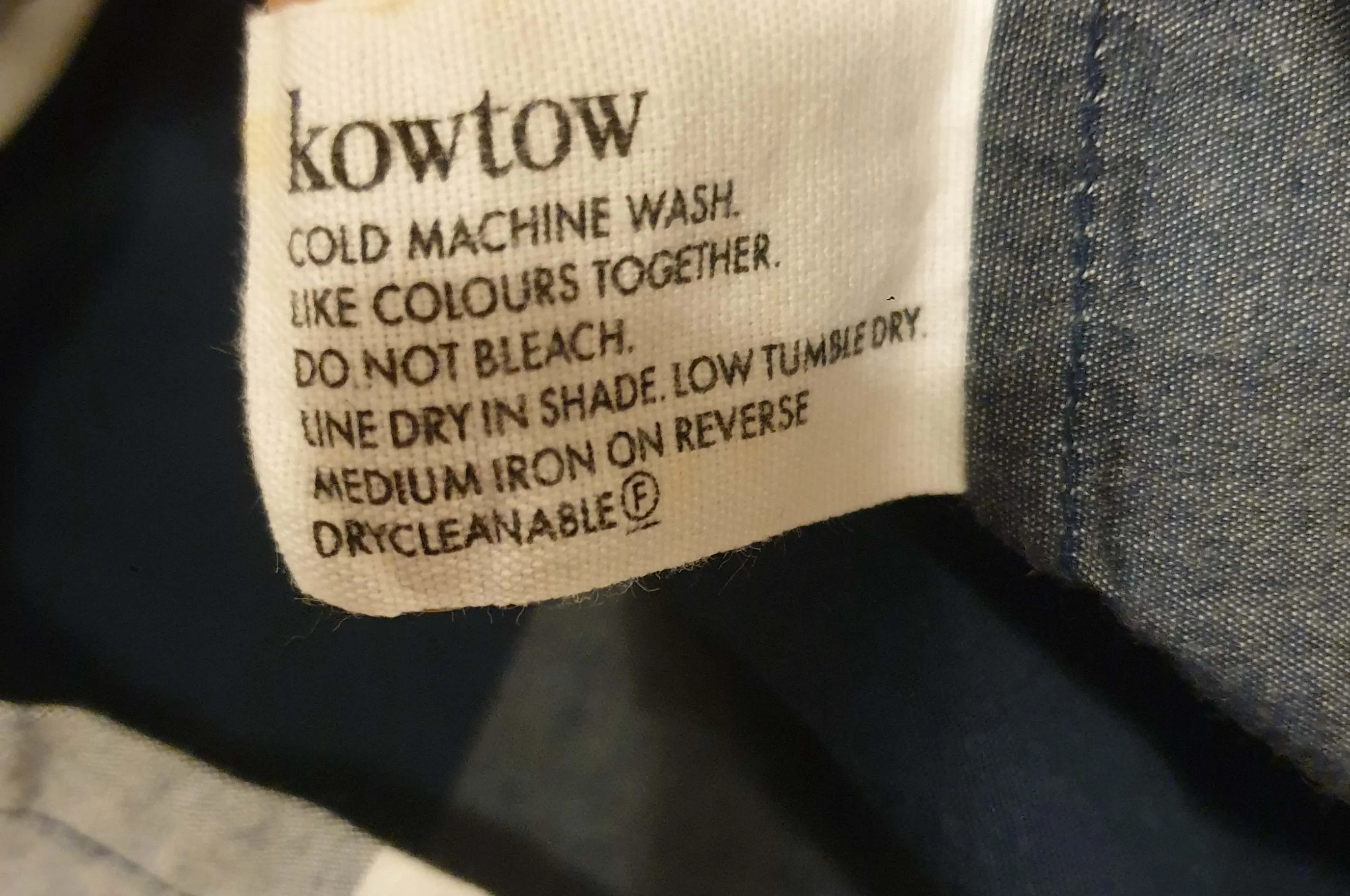 Kowtow blue and white check print dress size M