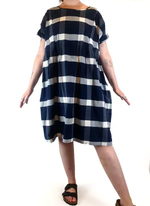 Kowtow blue and white check print dress size M