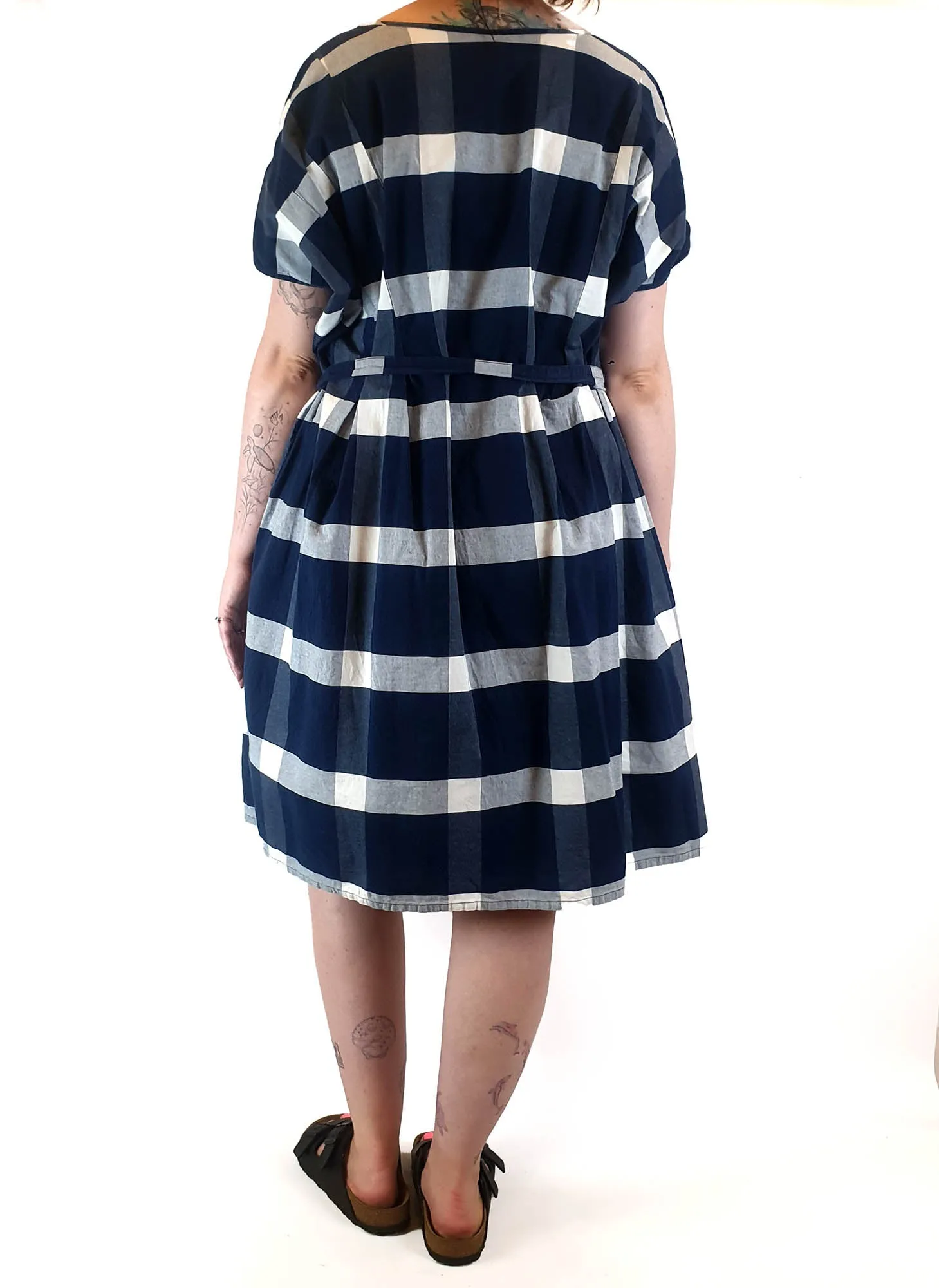 Kowtow blue and white check print dress size M