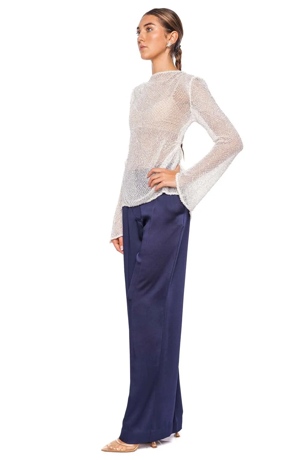 Kyra Midnight Satin Wide Leg Pant