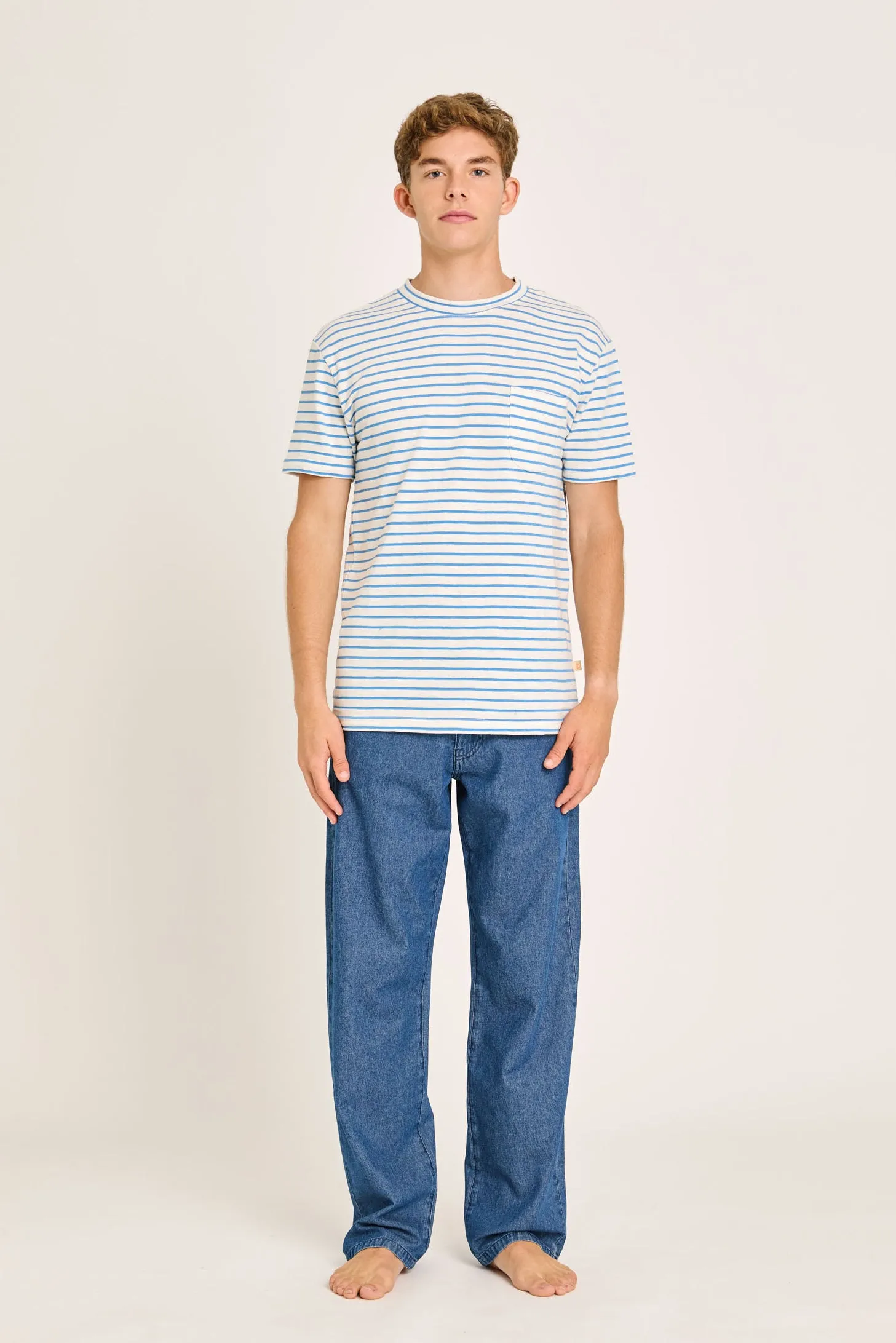 La Paz - Guerreiro Pocket Tee - Azure Stripes