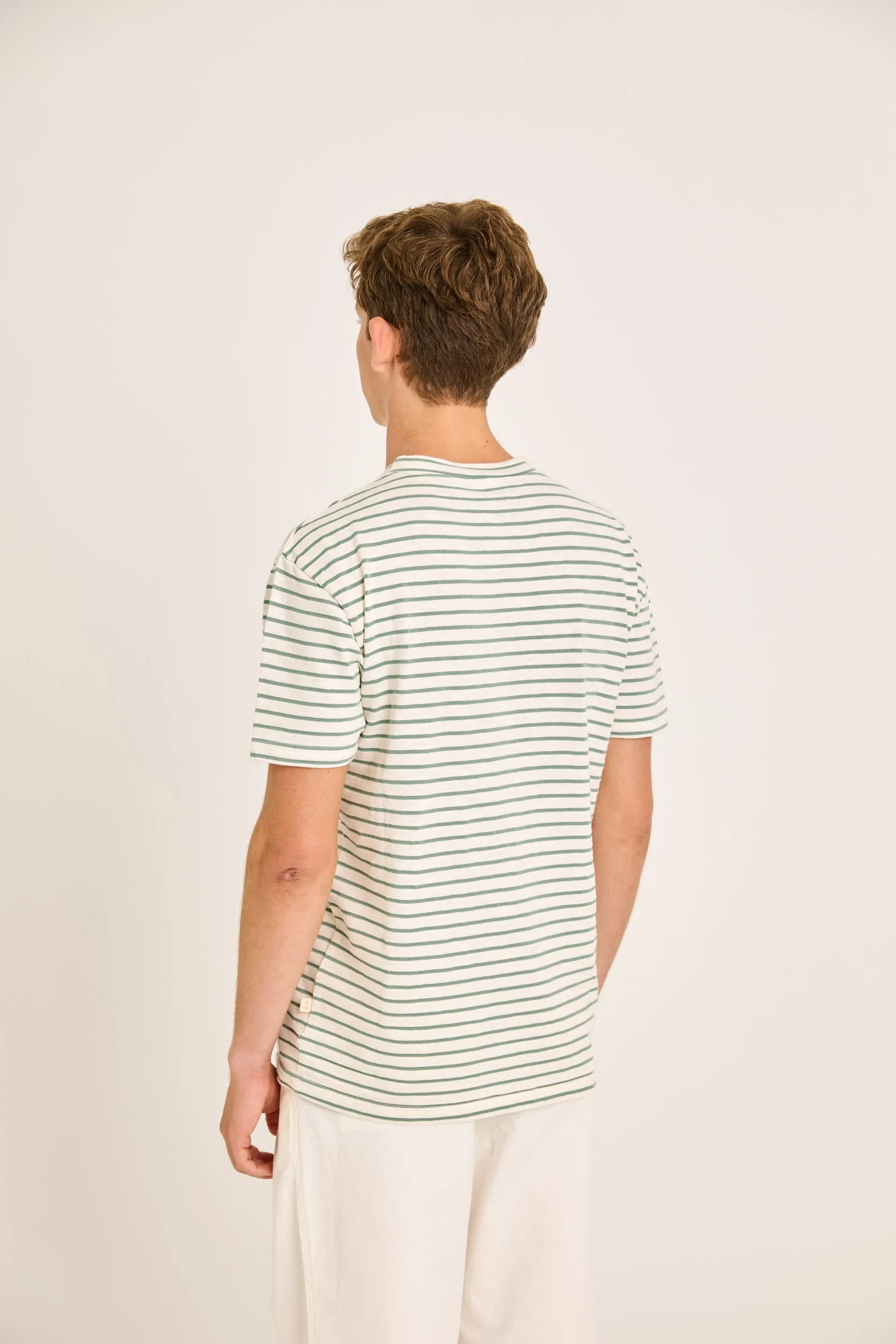La Paz - Guerreiro Pocket Tee - Green Spray Stripes