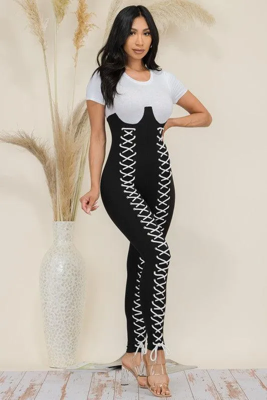 LACE UP JUMPSUIT