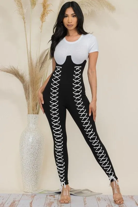 LACE UP JUMPSUIT